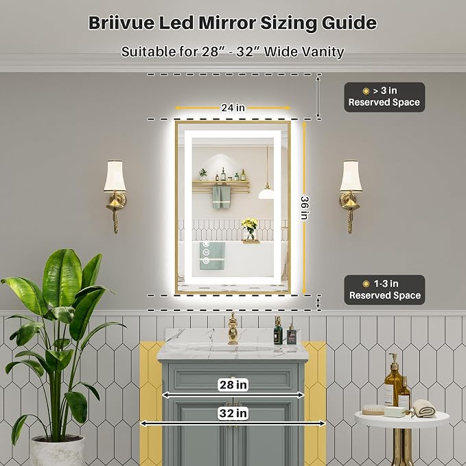 24x36 Inch LED Bathroom Mirror - Image 2