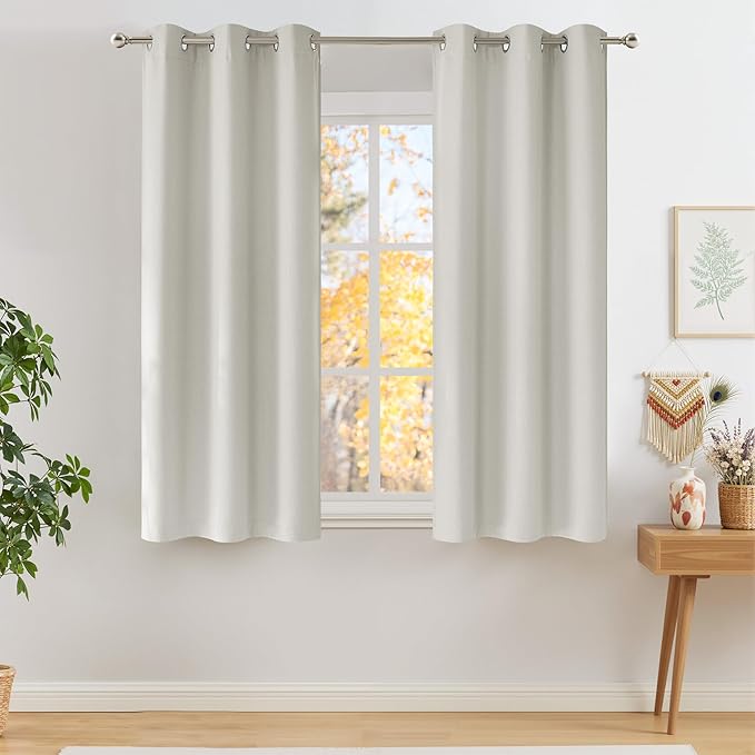 NICETOWN Short Faux Linen Natural Blackout Curtains 63 inches Long by NICETOWN