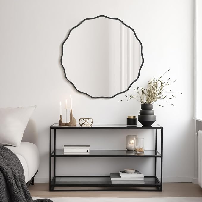 WallBeyond Round Wavy Mirror for Wall Decorative 32 inch, Modern Round Mirror - Image 4