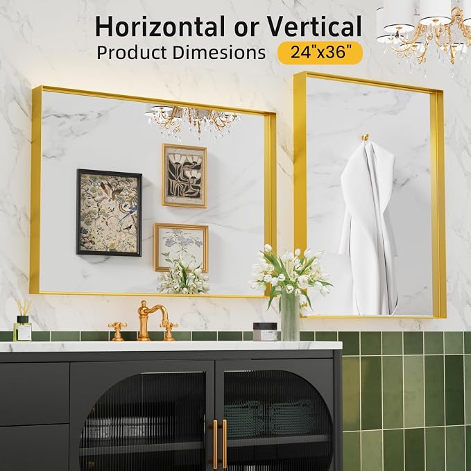 24”x36” Bathroom Vanity Mirror, Modern Wall Mirror - Image 5