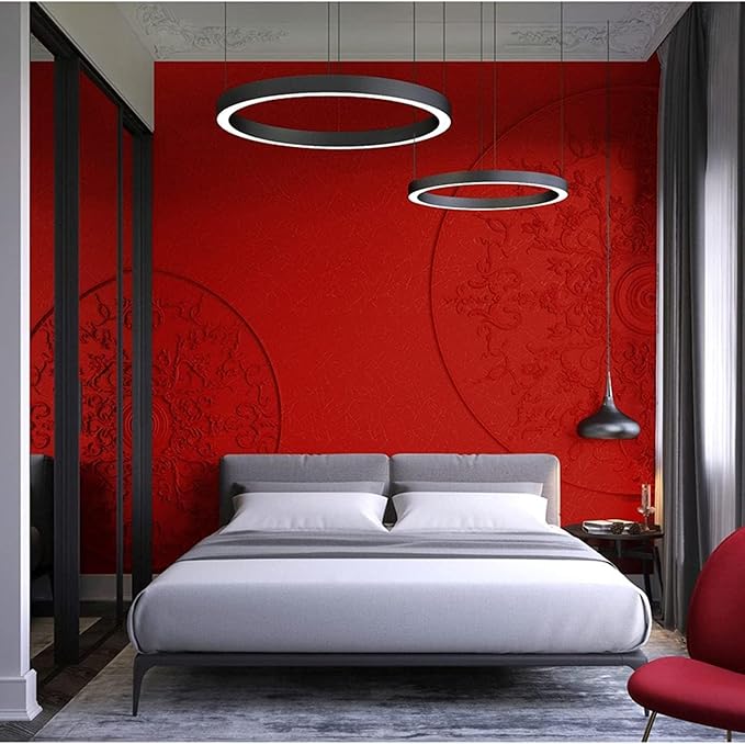 Abyssaly Red Silk Embossed Peel and Stick Wallpaper - Image 7