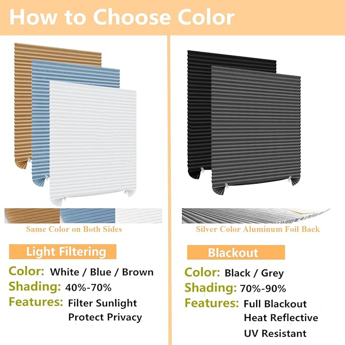 Window Blinds Cordless Blackout No Drill Cut to Size Clip On Stick On Self - Image 4