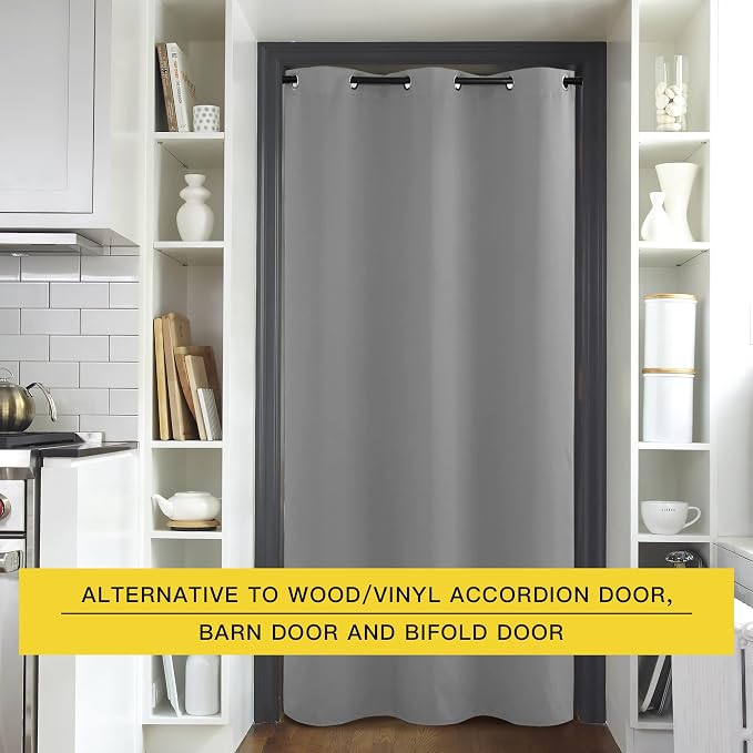 NICETOWN Silver Grey Doorway Curtain Privacy, Door Cover Curtain, Sound - Image 2