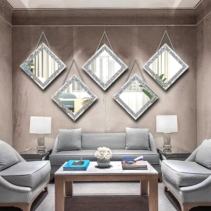 2 Piece Wall Mirrors, Crush Diamond Mirrors Decor - Image 6