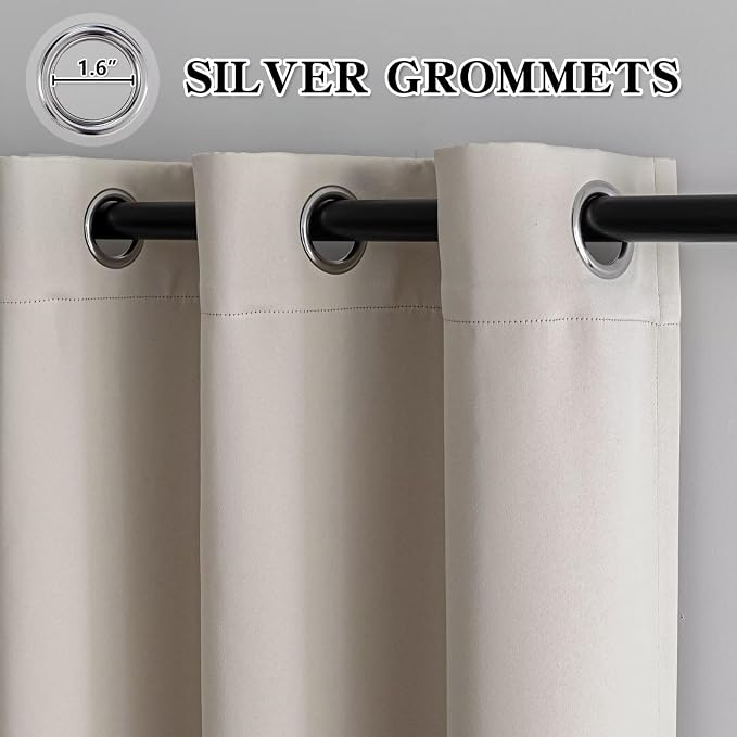IGEMAEVE Cream Curtains 108 Inch Length 2 Panels Set, Light Filtering Curtains - Image 3