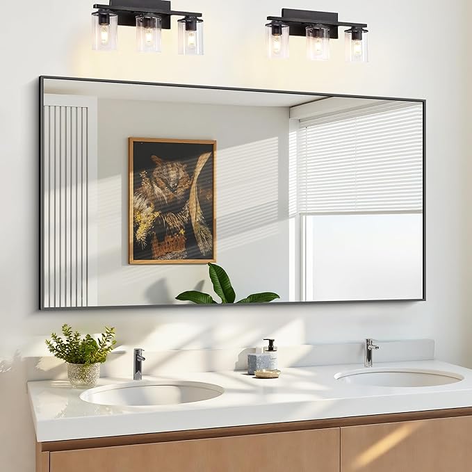 KOCUUY Bathroom Mirror, 30x55 Inch Large Black Mirrors - Image 2