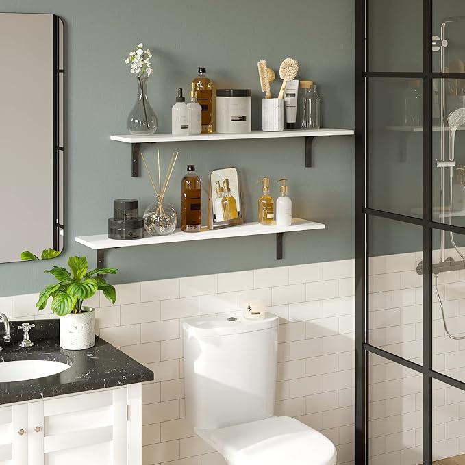 DINZI LVJ Long Wall Shelves, 39.4Inch Wall Mounted Shelves Set of 2, Extra - Image 5