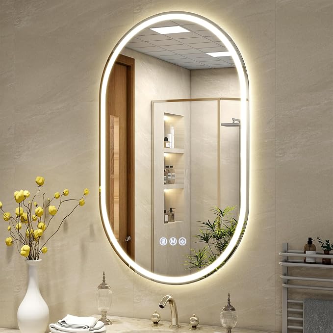 BEAUTYPEAK 48x28 LED Oval Bathroom Mirror - Image 8