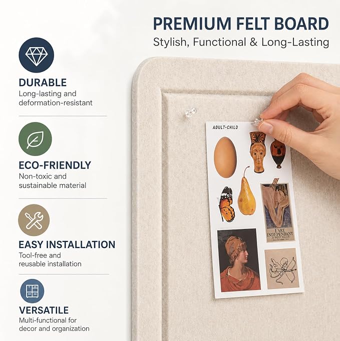 Large Felt Bulletin Board for Wall, Soft Felt Cork Board for Office, Home - Image 3