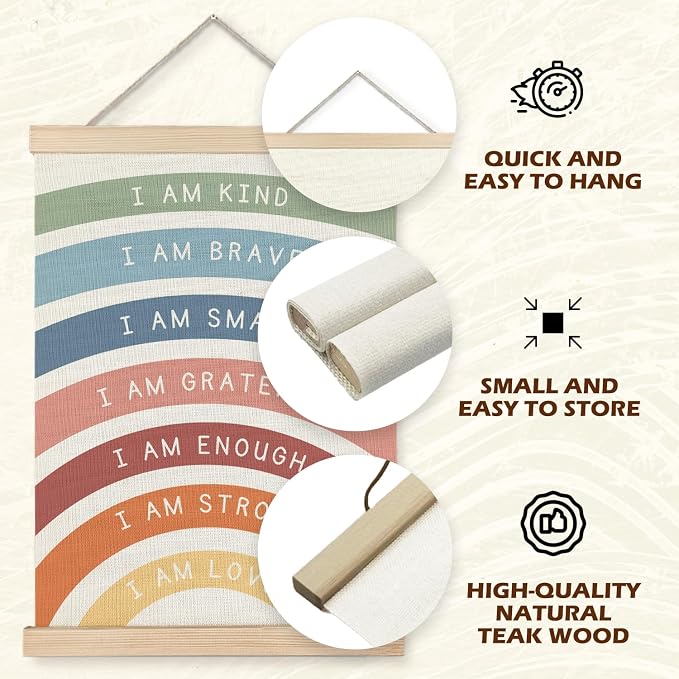 Supwhd Positive Affirmations Poster, I am Kind Brave Wall Art Poster, Boho - Image 5