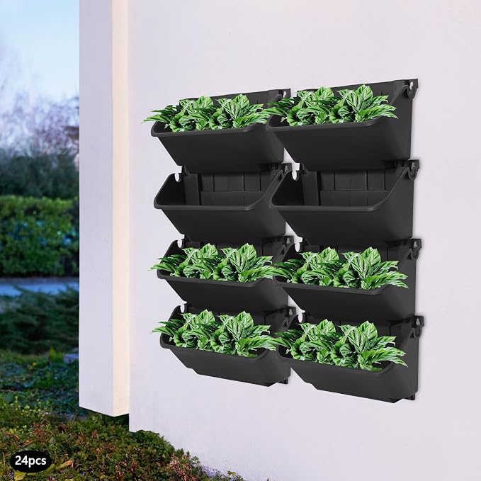 Vertical Wall Planter with 24 Pots, Hanging Garden Plant Flowerpot Holder - Image 5