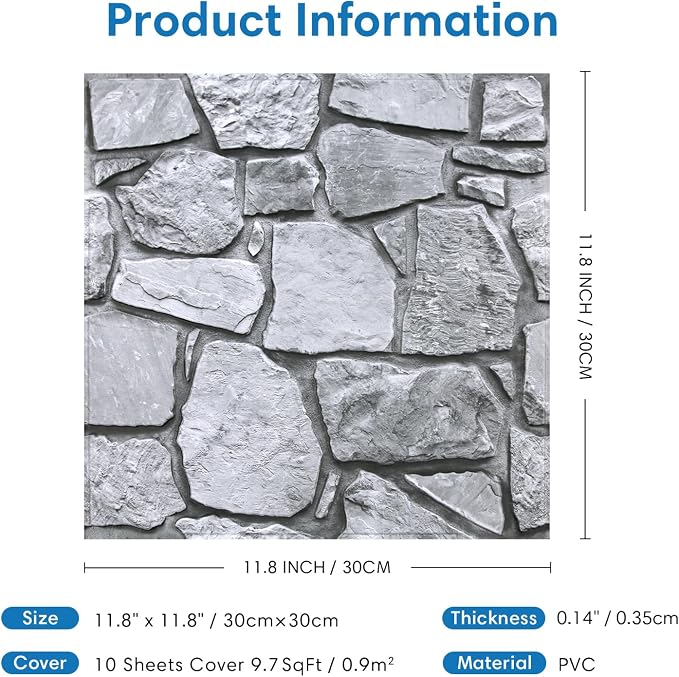 COMSTICKC 3D Faux Stone Wall Panel Peel and Stick Wall Tiles, Ultra-Light Thin - Image 4