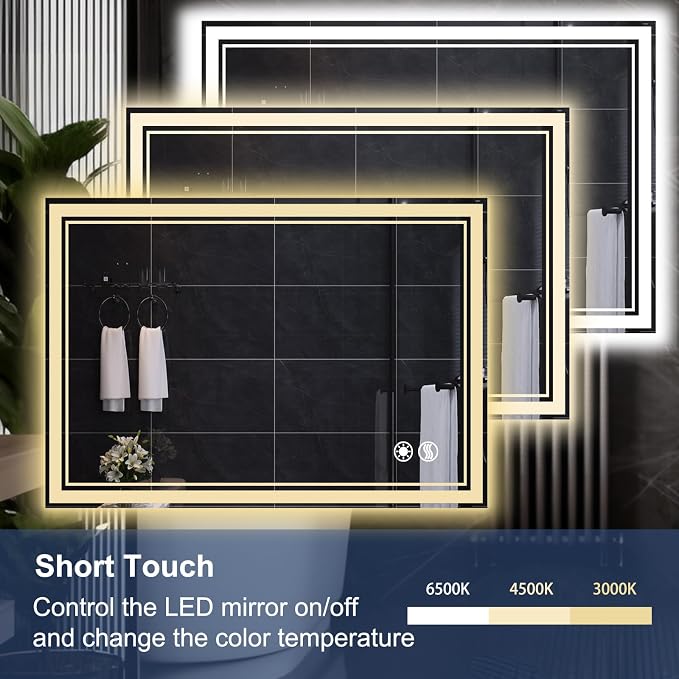 40“ x 32” Bathroom Mirror with Lights LED Mirror - Image 4
