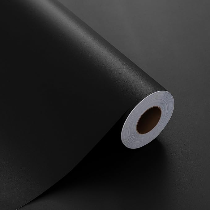 FUKU MON 24"x394" Black Wallpaper Peel and Stick Black Contact Paper Matte by MeetyourallDIYneeds
