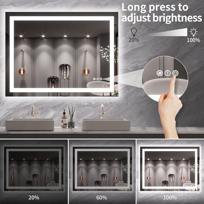 LOAAO 40X30 LED Bathroom Mirror - Image 4