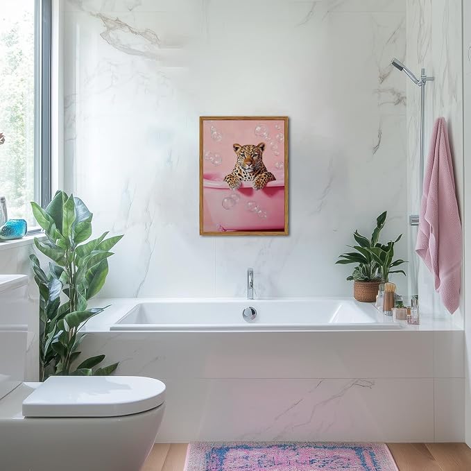 Funny Cheetah Bathroom Wall Art, Cute Animal Bathroom Poster Canvas Prints - Image 2