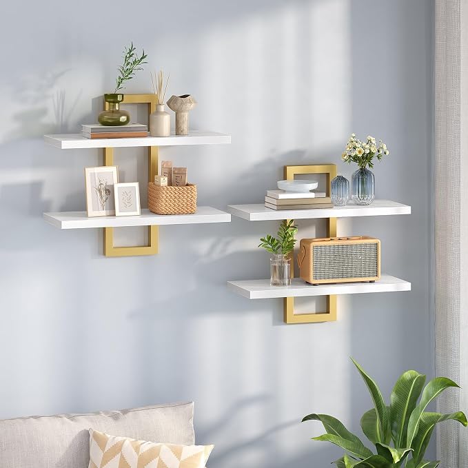 HOOBRO Floating Shelves, 15 Inch Wall Shelf Set of 2, Wall Mounted Storage - Image 4