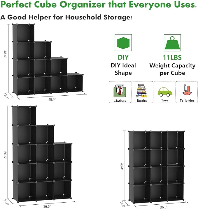 C&AHOME Cube Storage Organizer, 12-Cube Shelves Units, Closet Cabinet, DIY - Image 6