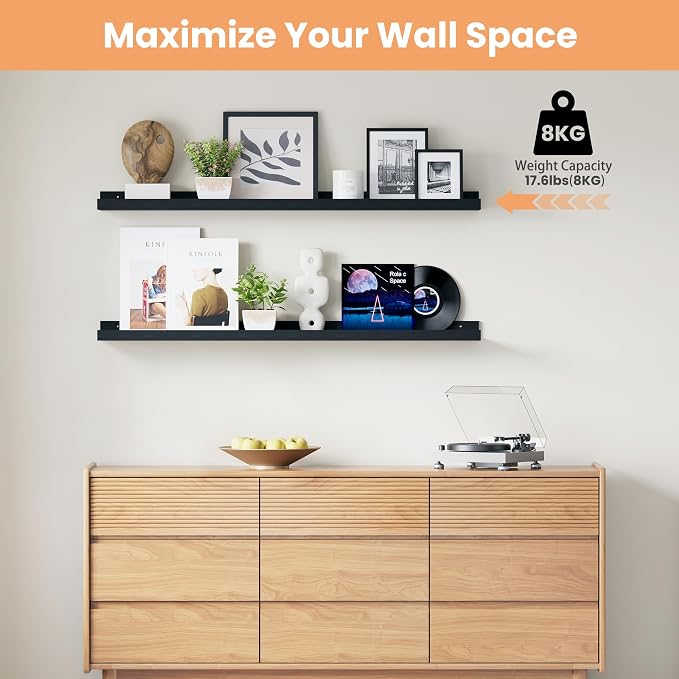 upsimples Floating Shelves for Wall, 47.3 Inch Shelves for Decor Storage Set of - Image 4