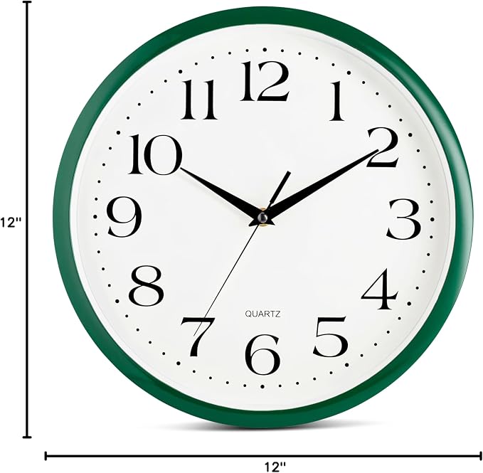 Bernhard Products Hunter Green Wall Clock Silent Non Ticking - Image 8