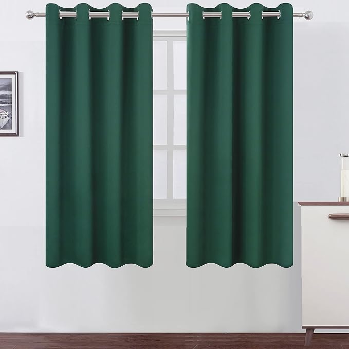 LEMOMO Dark Green Bedroom Blackout Curtains/52 x 63 Inch Long/Set of 2 Curtain by Lemomo