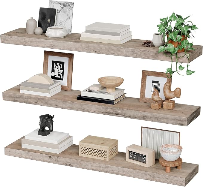 RALGEND Floating Shelves for Wall, 1.5" Thick Wall Shelf Set of 3 - Image 9