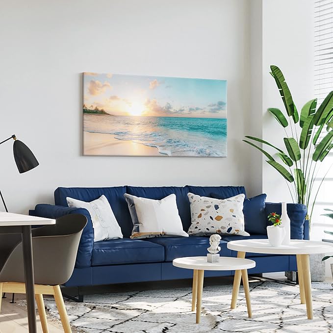 Goldfoilart Large Beach Sunset Canvas Wall Art - Image 6