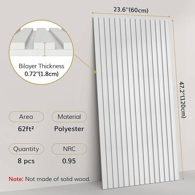TONOR 8-Pack Bilayer Acoustic Panels Large Self-adhesive, 47.2'' * 23.6'' * - Image 2