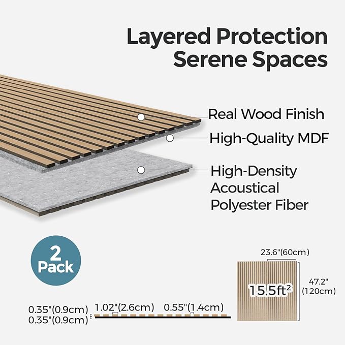AKUMAX 4 Pack Acoustic Panels, Wood Slat - Image 3