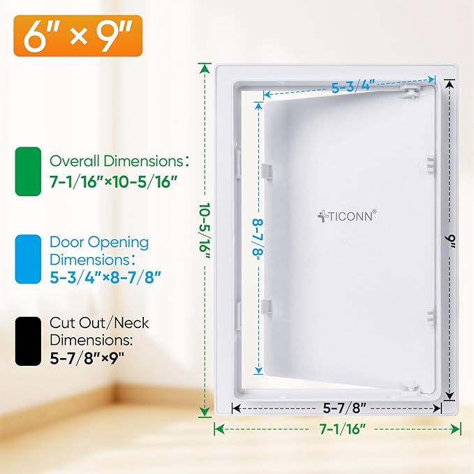 TICONN Access Panel for Drywall, 6 x 9 Inch ABS Plastic Wall Hole Cover Access - Image 2