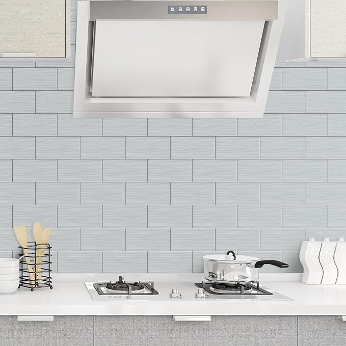 AULIGET 20-Piece Brushed Metal Peel and Stick Backsplash Tile, Laundry Room - Image 7