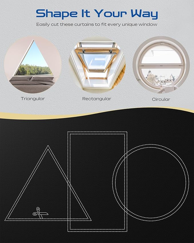 28" W x 40" L 100% Blackout Curtains, Total Darkness No-Drill Black Out Window - Image 3