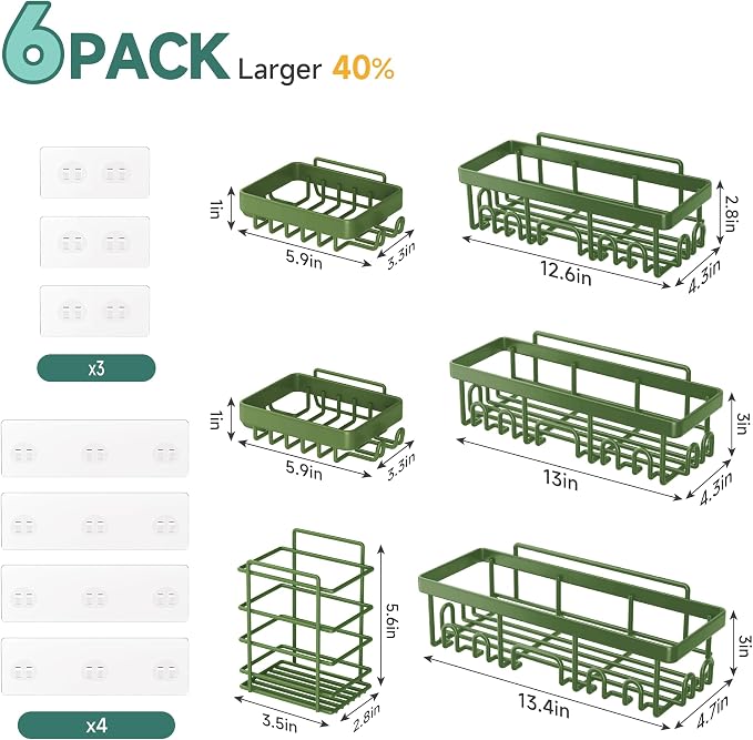 Veken Rustproof & Waterproof Shower Caddy 6-Pack, No Drilling Adhesive Shelves - Image 7