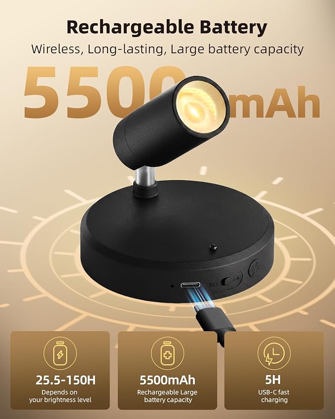 EZVALO Spotlights Indoor with Remote, 5500mAh Rechargeable Picture Lights - Image 2
