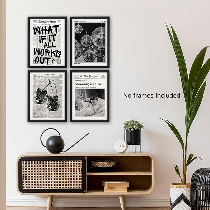 Retro Black And White Newspaper Poster Wall Art, What If It All Works Out Wall - Image 5