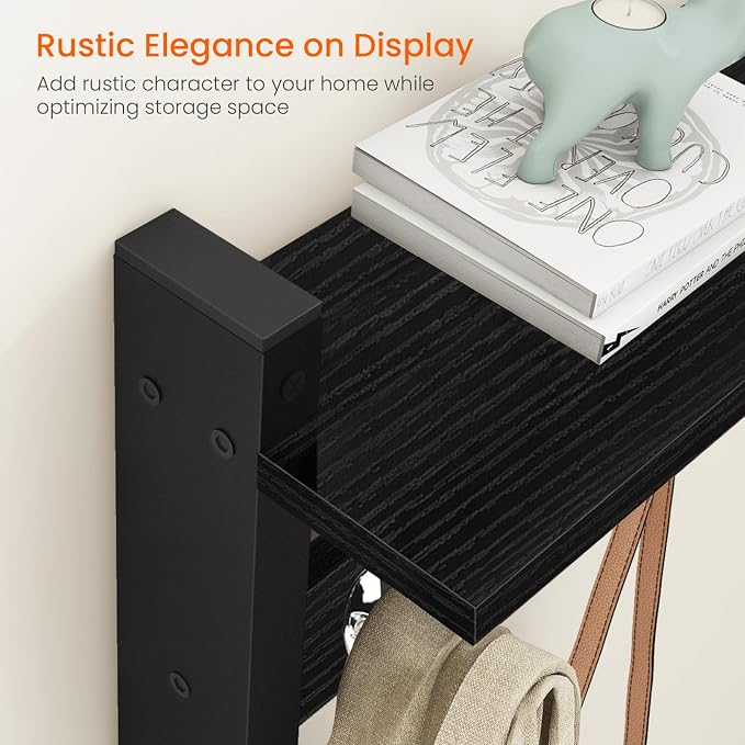 Homode Wall Coat Rack With Shelf, Wood Entryway Hanger With Hooks, Small - Image 5