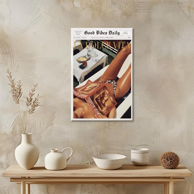 Trendy Newspaper Posters Vintage Good Vibes Daily Wall Art 60s La Dolce Vita - Image 4
