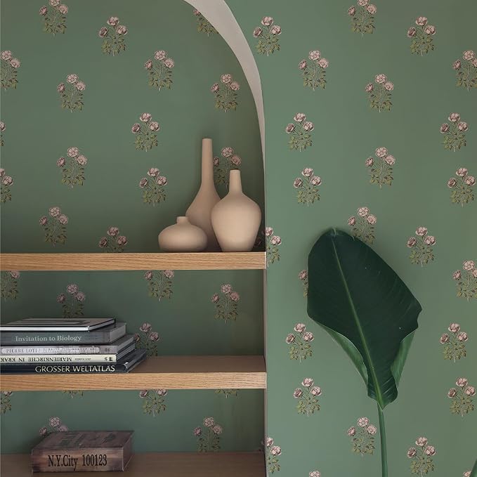 17.3" x 196.8" Vintage Floral Wallpaper Peel and Stick Boho Wallpaper Removable - Image 8