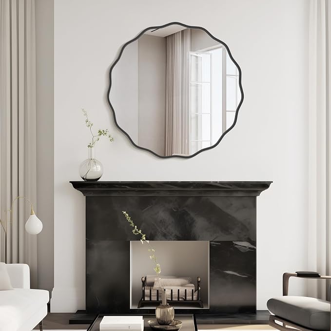 WallBeyond Round Wavy Mirror for Wall Decorative 32 inch, Modern Round Mirror - Image 3