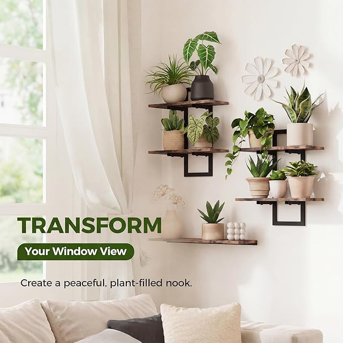 Bamworld Floating Shelves for Wall Planters for Indoor Plants Hanging Shelves - Image 3