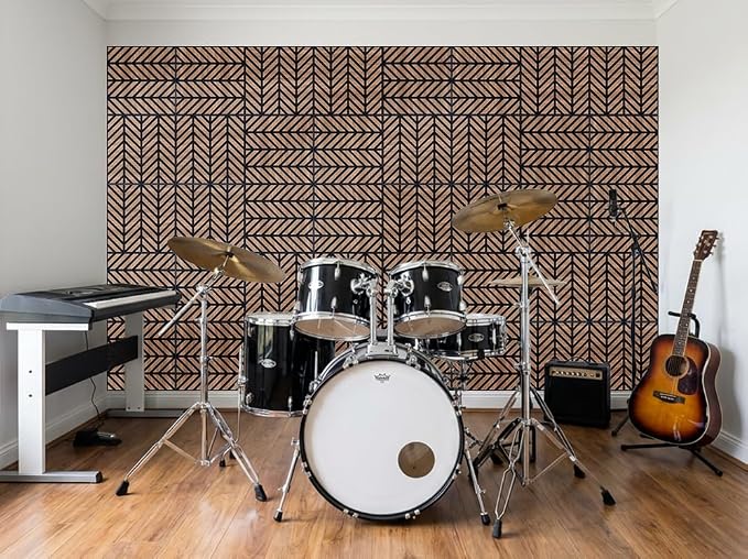Mollywell Acoustic Panels, PVC Wood-Grain Decor, 12x12 Inch Carved Pattern - Image 8