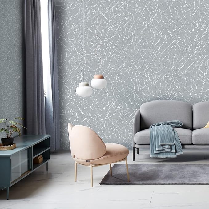 Cohoo Home Gray Peel and Stick Wallpaper Grey Silk Contact Paper - Image 5