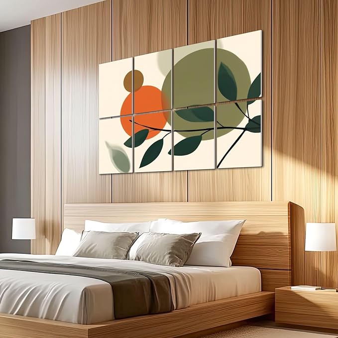 8 Pack Art Acoustic Panels Sound Absorbing Boho Botanical Leaf Orange Green - Image 5