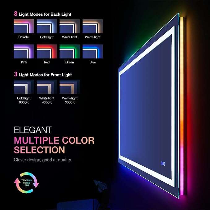 LOAAO 40"X32" LED Bathroom Mirror - Image 3