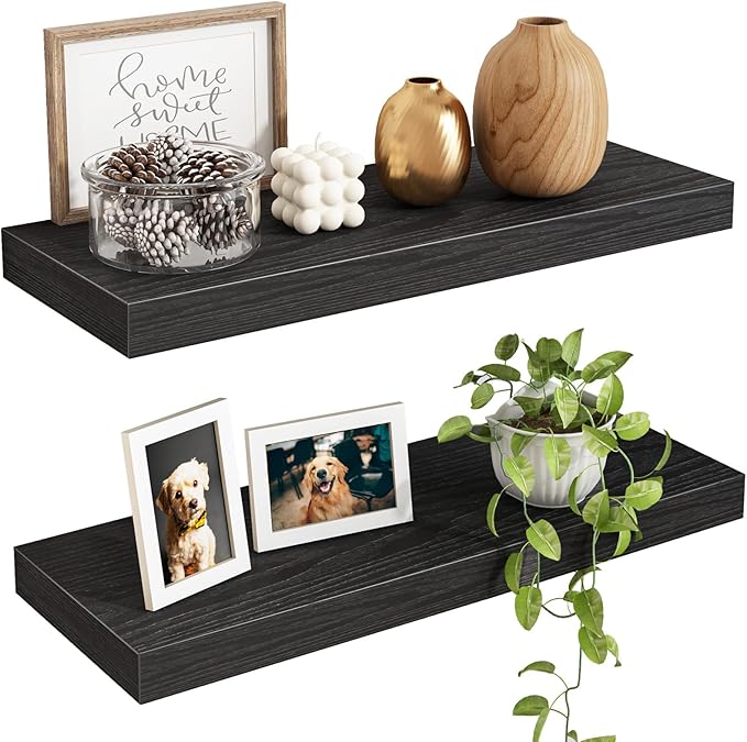 Fixwal Floating Shelves for Wall, 15.7" Wood Wall Mounted Shelves for Living by Fixwal