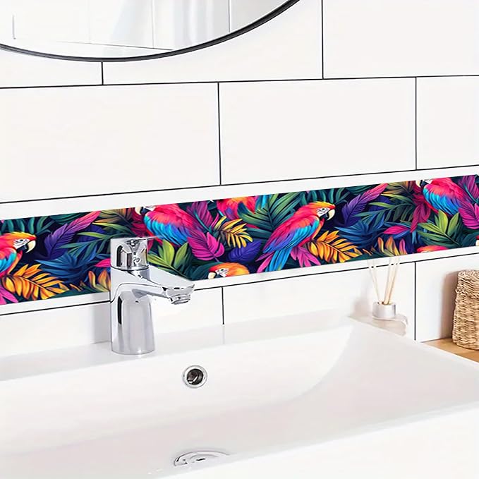 HOMETITUTE Wallpaper Border Peel and Stick Wall Border Tropical Parrot Theme - Image 2