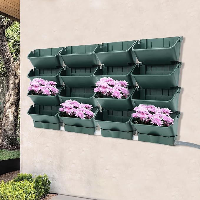 Vertical Wall Planter with 16 Pots, Hanging Garden Plant Flowerpot Holder - Image 8
