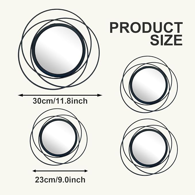 4 Piece Gold Round Wall Mirror Set Modern Metal Circle Home Decor - Image 6