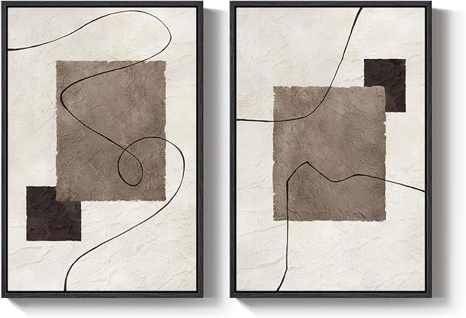Framed Neutral Abstract Wall Art - Image 9