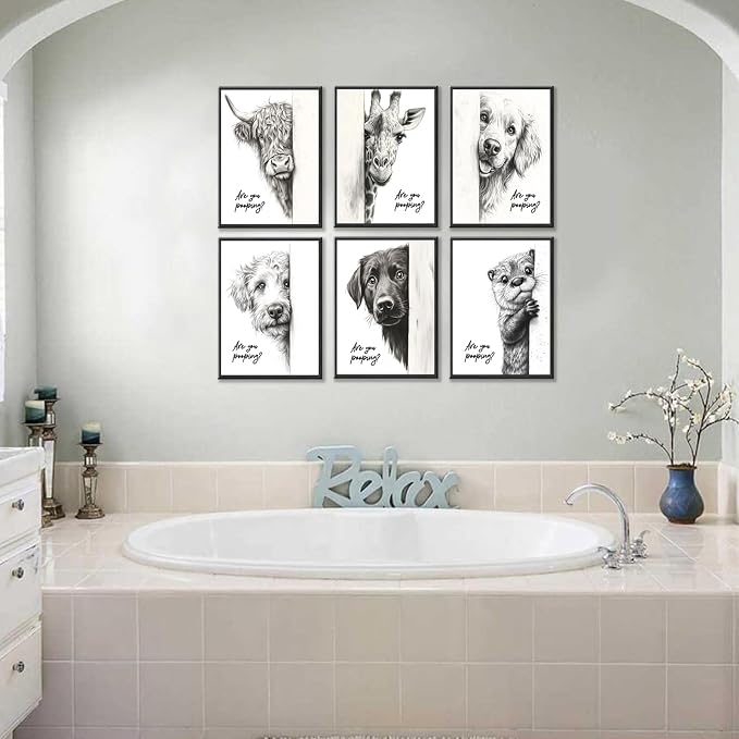 Funny Bathroom Wall Art Black and White Bathroom Posters Decor Rustic Donkey - Image 7